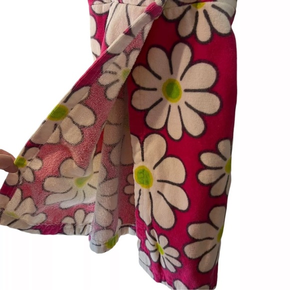Aegean Apparel Girls Terrycloth Swim Coverup Floral Pattern Pink Green White - Picture 5 of 6